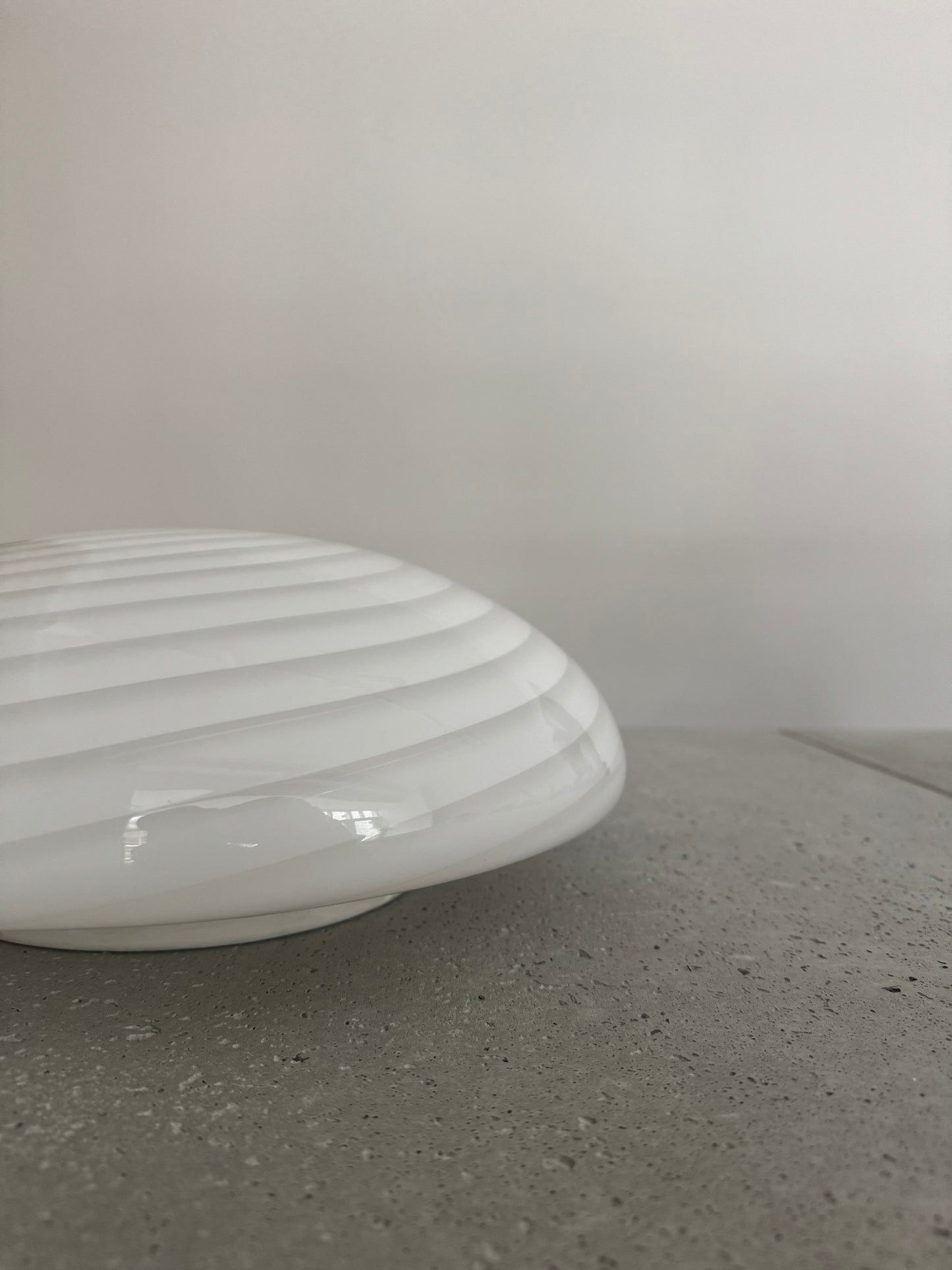 White vintage Murano ceiling lamp with white swirl, 40 cm