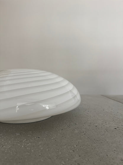 White vintage Murano ceiling lamp with white swirl, 40 cm