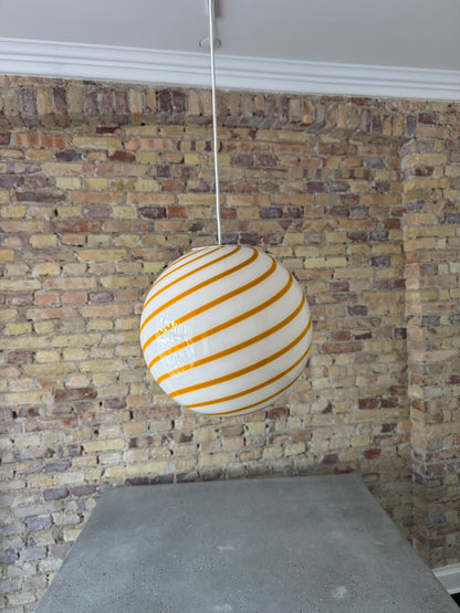 Gul solero swirl candy Murano pendel, 30 cm