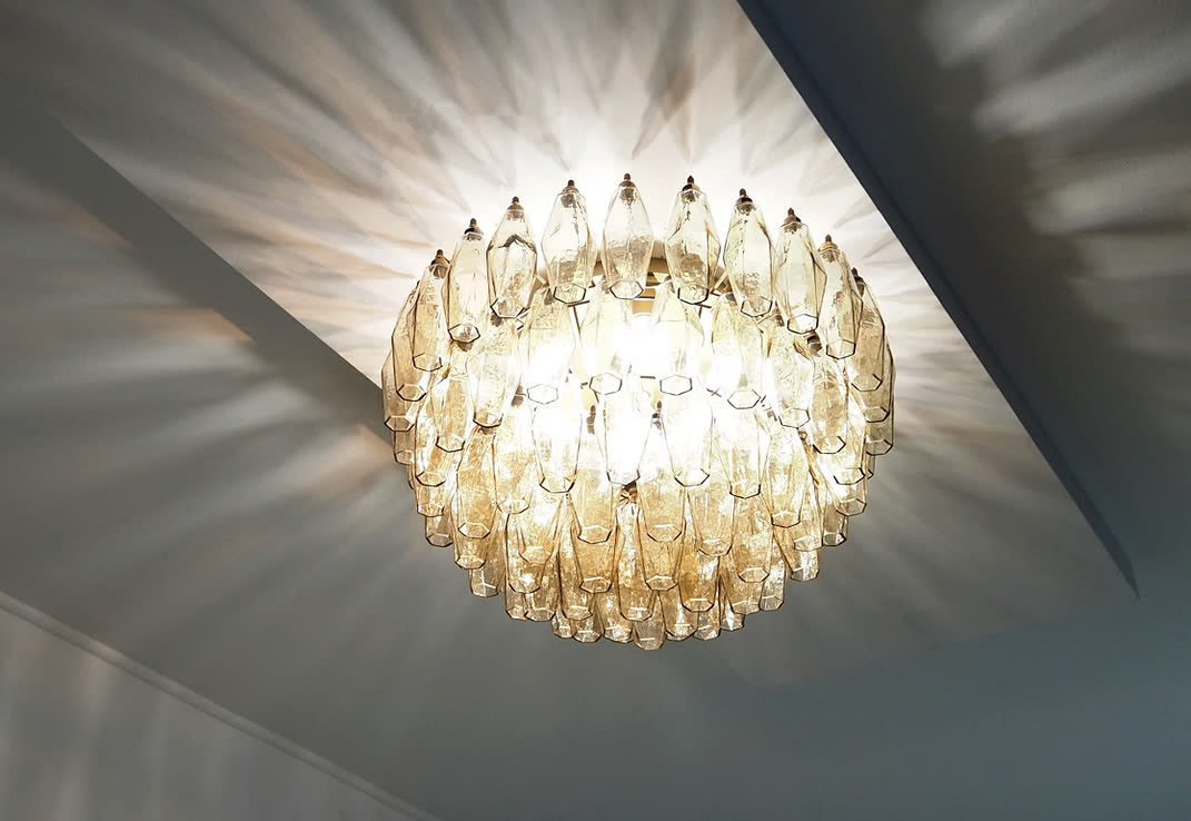 Murano chandelier | Poliedri | 84 glass | Smoked