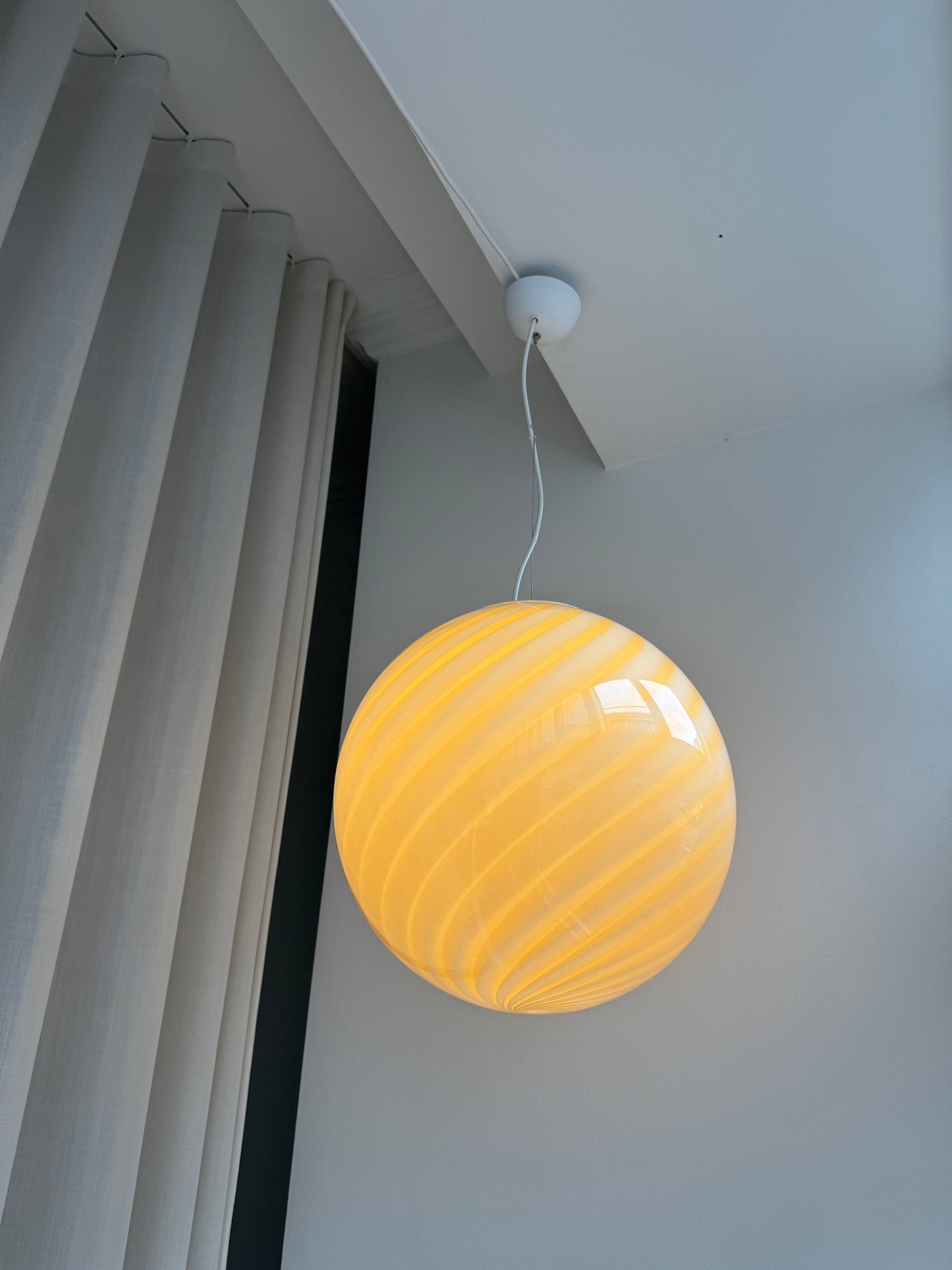 Stor gul Murano loftlampe, 40 cm