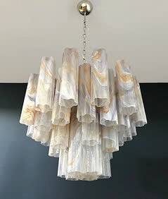 Murano lysekrone | Tuber | 36 glas | ‘Wisteria’ alabaster