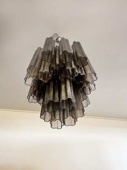 Murano lysekrone | Tuber | 30 glas | Røg-farvet glas