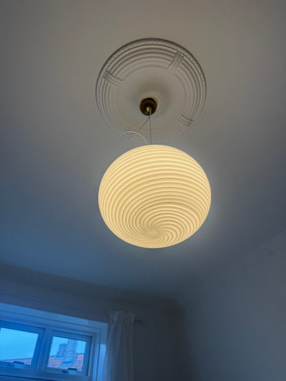 Vintage Murano pendant in white swirl, 36 cm