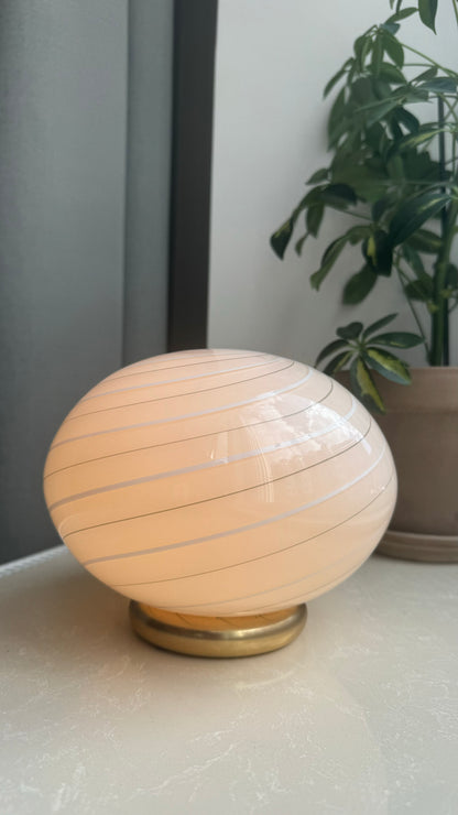 Murano table lamp with cream, white and green stripes, 20 cm