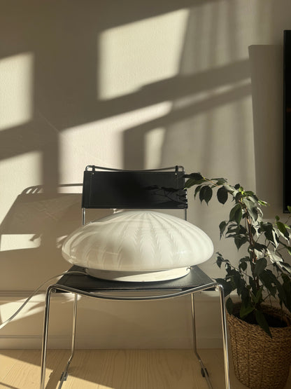 White vintage Murano ceiling lamp with peacock swirl, 45 cm