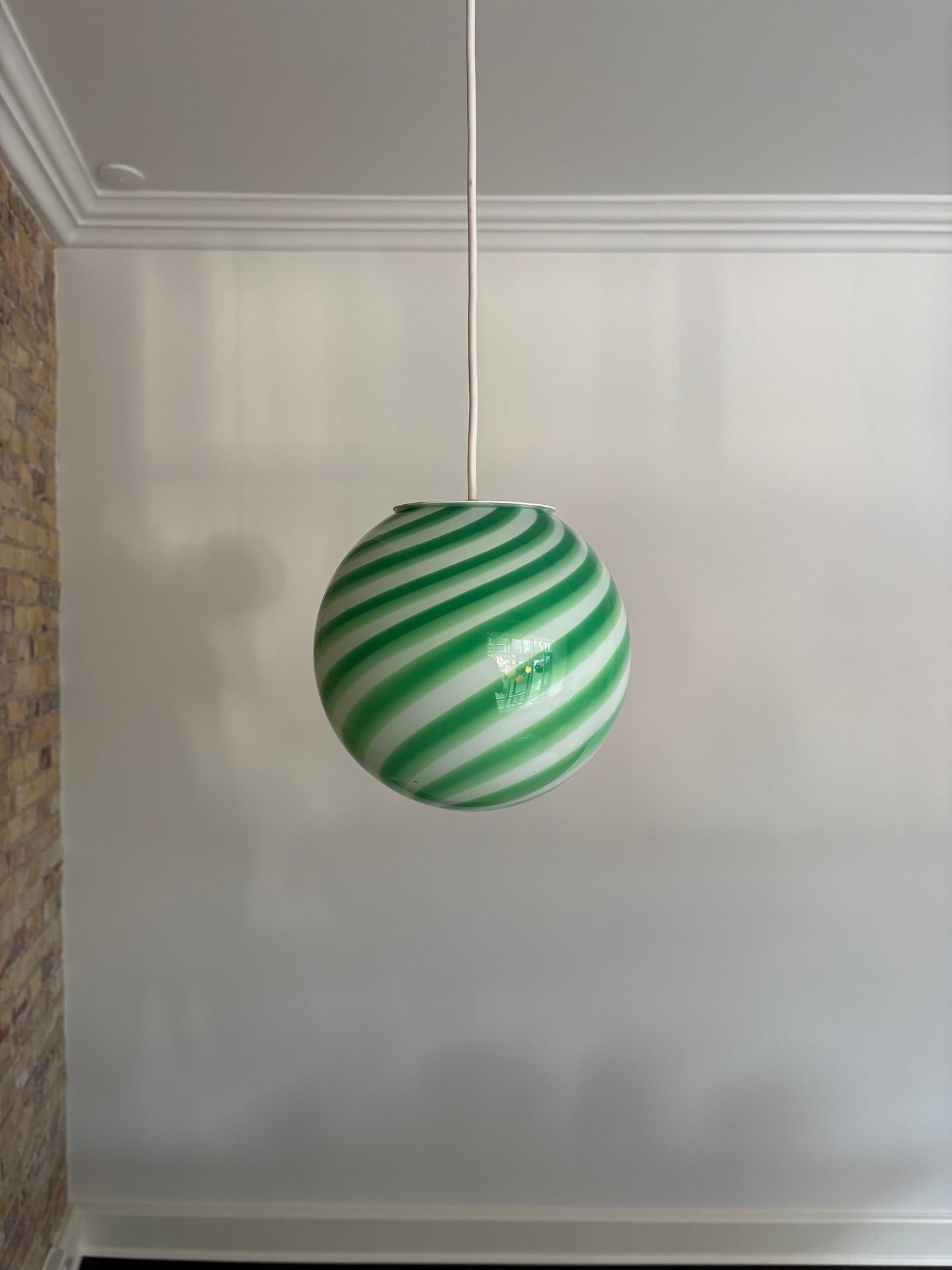 Murano pendant lamp with green swirl, 20 cm