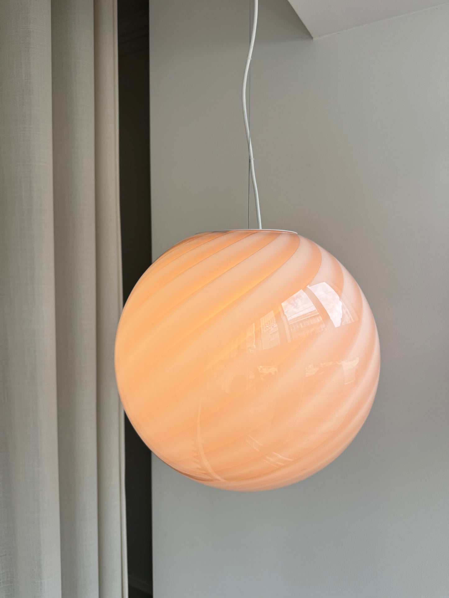 Rosa Murano swirl pendel, 40 cm