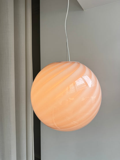 Rosa Murano swirl pendel, 40 cm