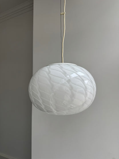 Vintage peacock Murano pendel m. indgravering, 30 cm