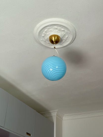 Murano pendant in blue swirl, 20 cm