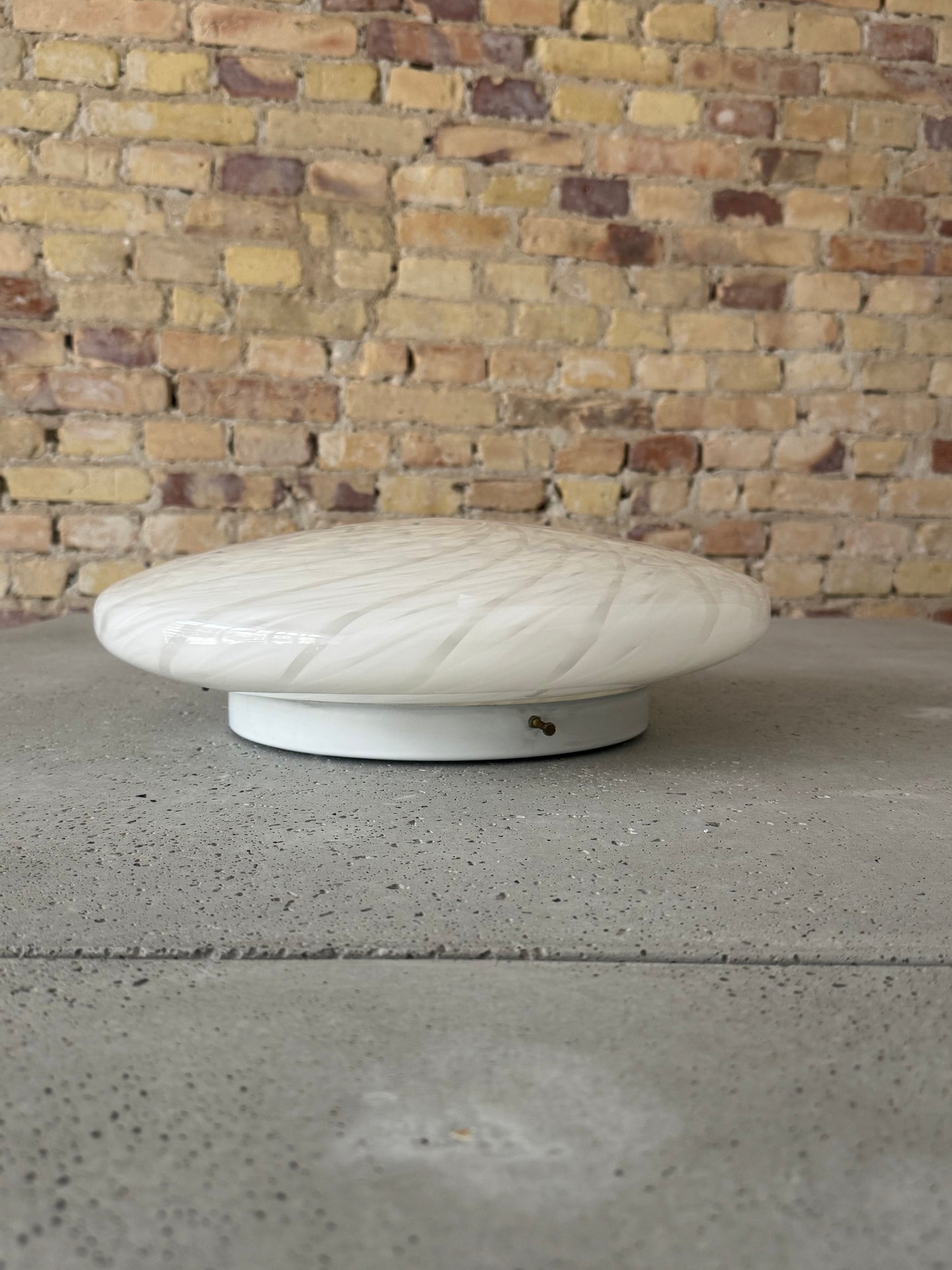 White vintage Murano ceiling lamp with peacock swirl, 40 cm