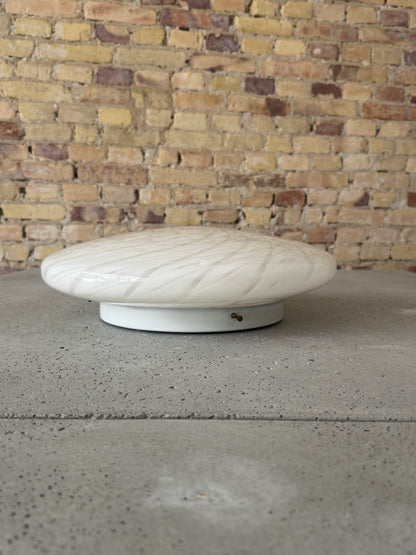 White vintage Murano ceiling lamp with peacock swirl, 40 cm