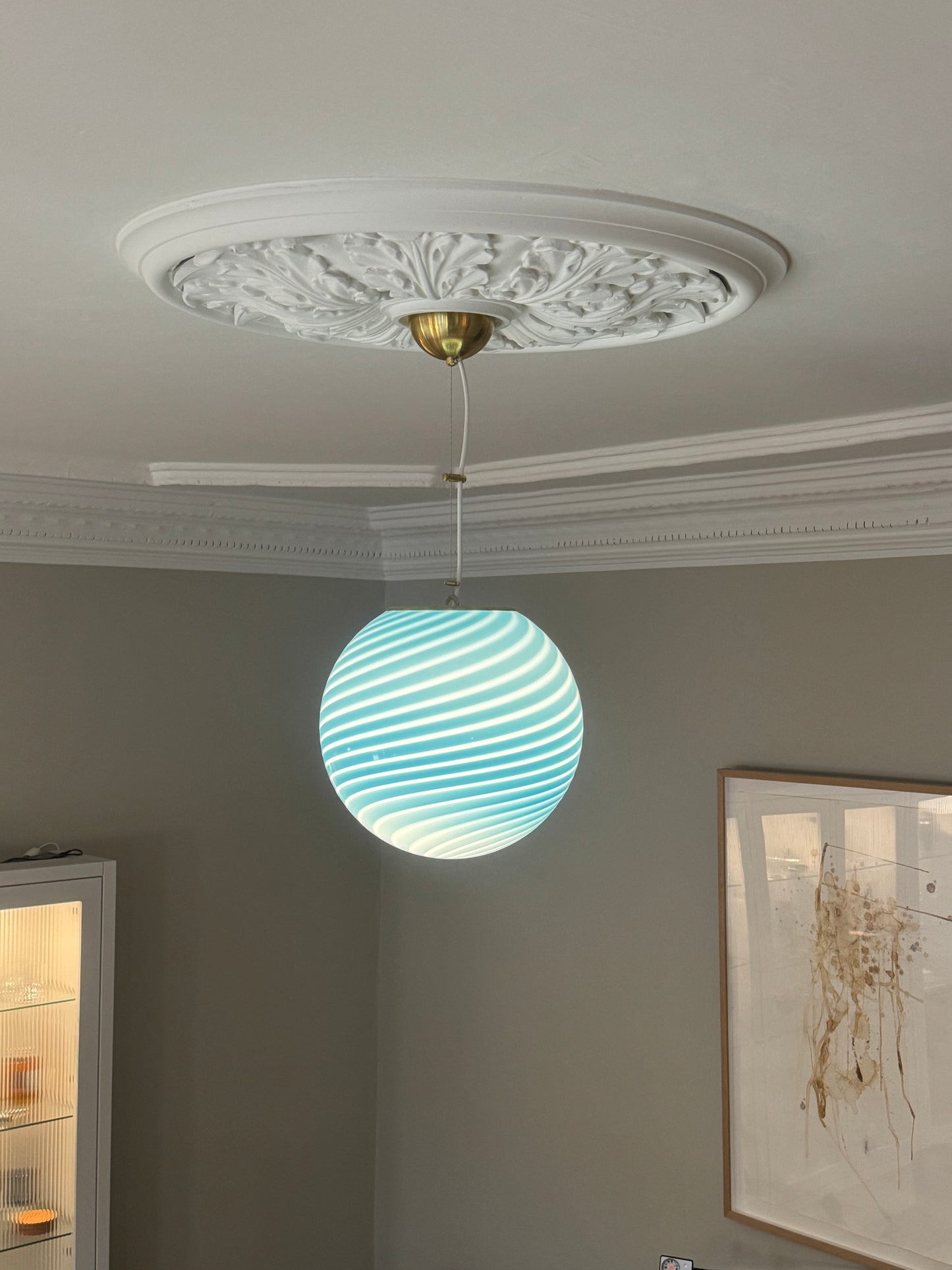 Blå Murano loftlampe, 30 cm