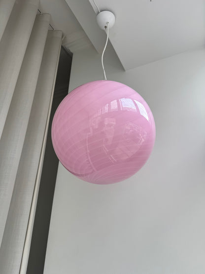 Lyserød Murano candy pendel, 40 cm