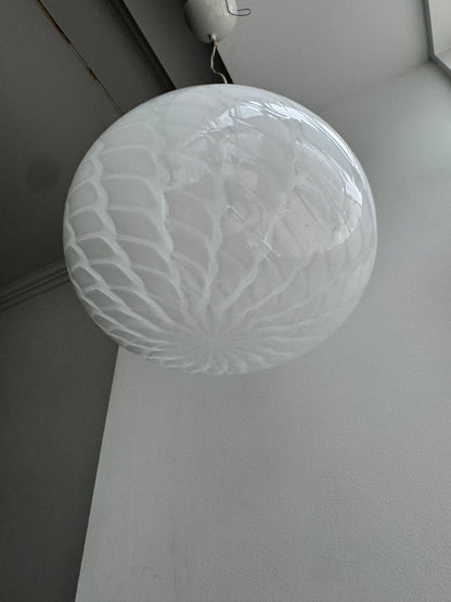 Vintage peacock Murano pendel m. indgravering, 30 cm