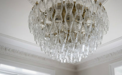 Murano Chandelier | Poliedri | 84 Glasses | Clear Glass