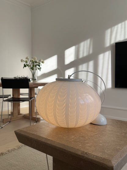 Vintage Murano pendant with peacock swirl, 40 cm