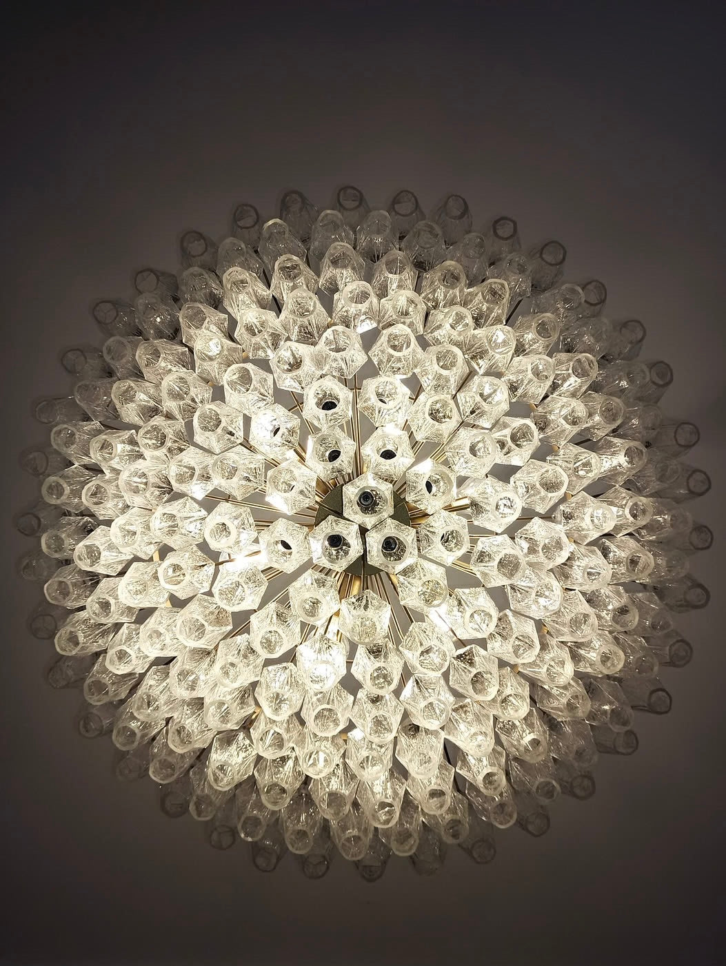 Murano lysekrone | Poliedri | 185 glas | Klart glas