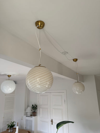 Cream-colored round Murano pendant, 20 cm