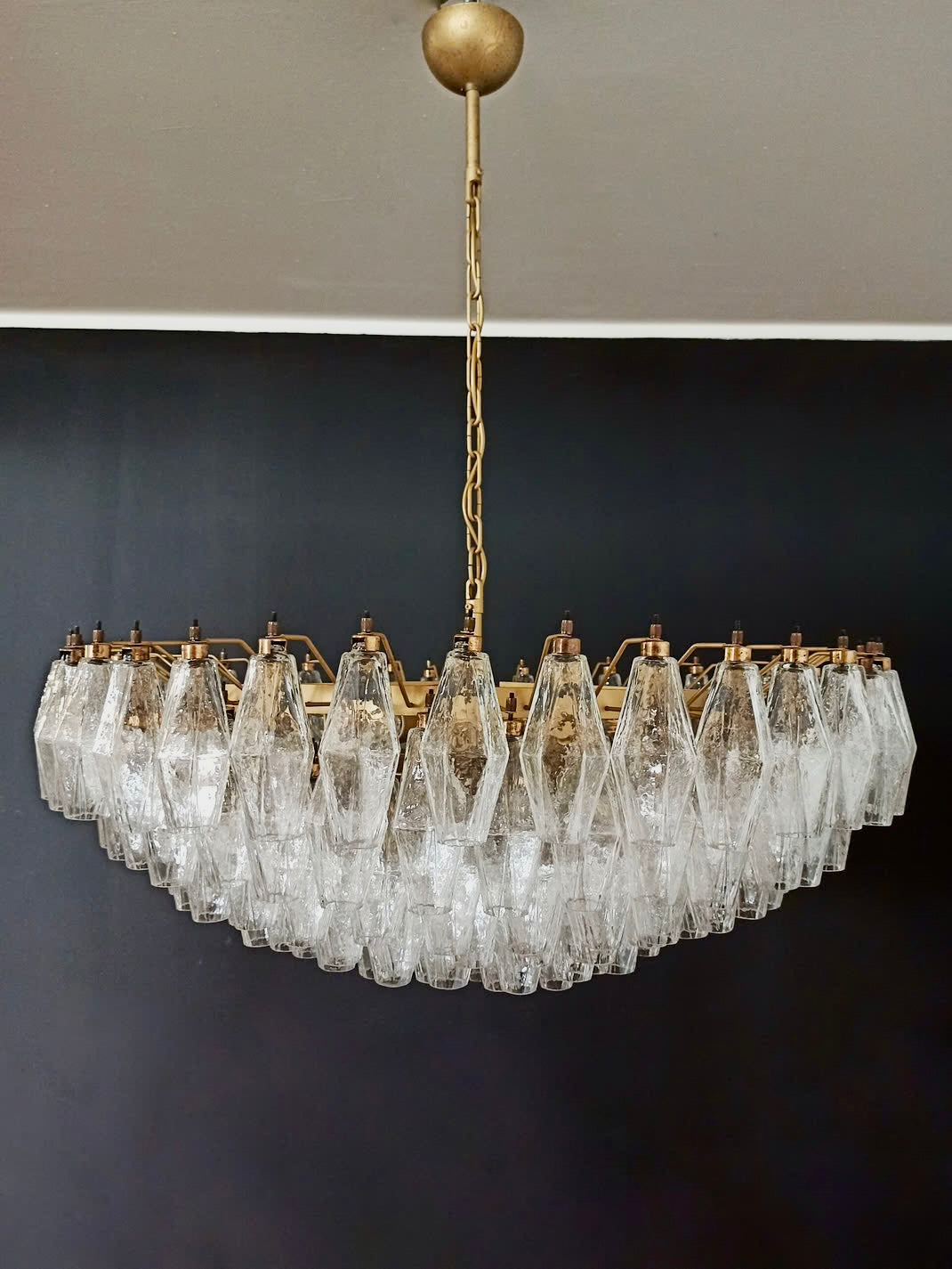 Murano lysekrone | Poliedri | 185 glas | Klart glas