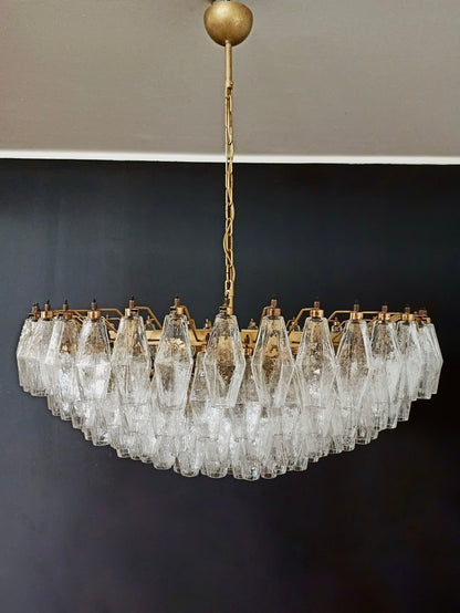 Murano lysekrone | Poliedri | 185 glas | Klart glas