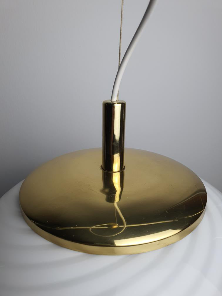 Vintage Murano pendant in white swirl, 36 cm