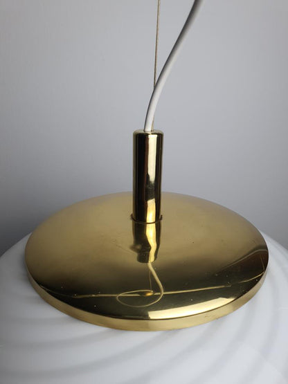 Vintage Murano pendant in white swirl, 36 cm