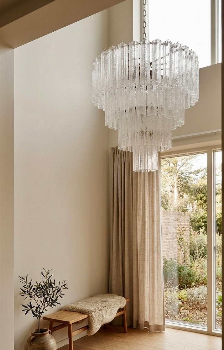 Murano lysekrone | Tuber | 78 glas | Klart glas