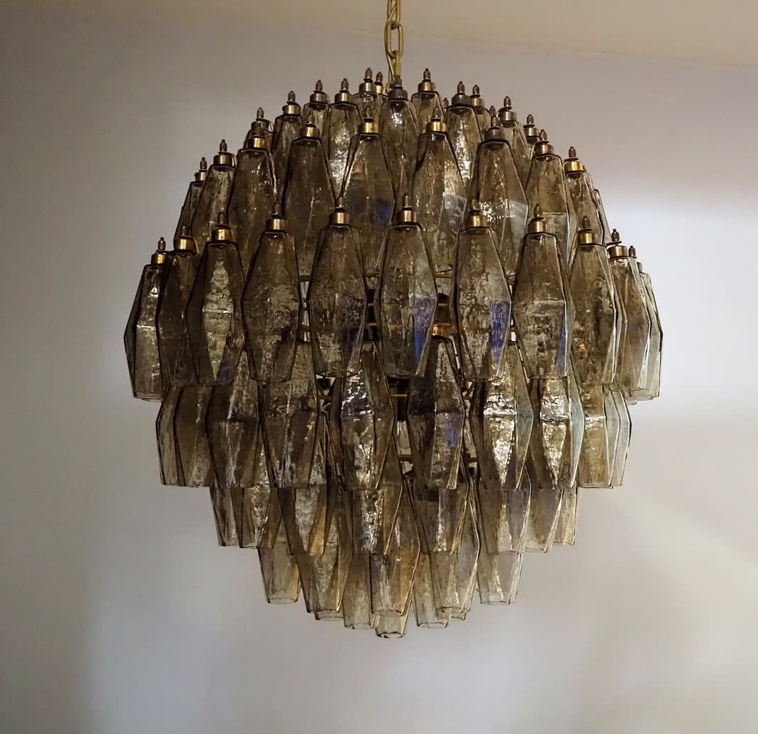 Murano chandelier | Poliedri | 140 glass | Smoked