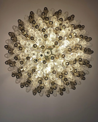 Murano lysekrone | Poliedri | 185 glas | Klar/smoked