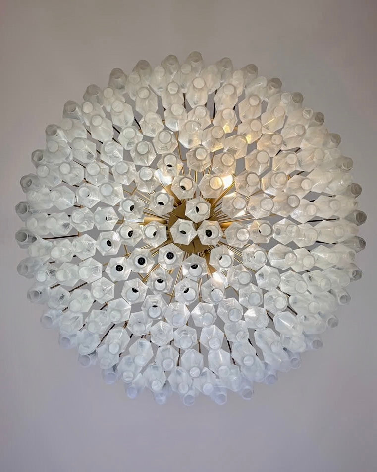Murano chandelier | Poliedri | 185 glasses | White alabaster