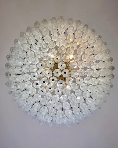 Murano chandelier | Poliedri | 185 glasses | White alabaster