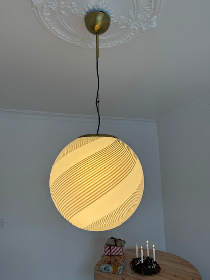 Mega Vintage Murano pendant lamp with brown swirl, 45 cm