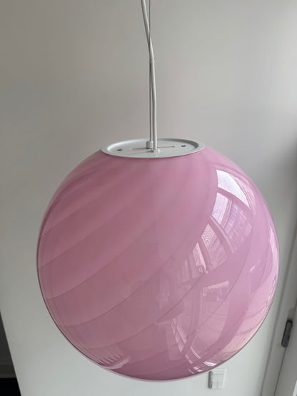 Lyserød Murano candy pendel, 40 cm