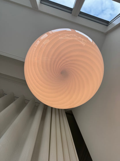 Oval pink candy Murano pendant lamp, 40 cm