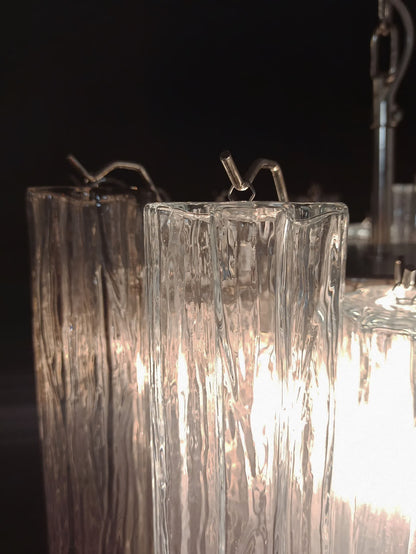 Murano lysekrone | Tuber | 36 glas | Røg-farvet/klart glas