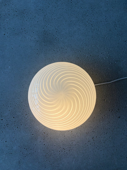 Vintage Murano flush mount lamp with engraving, 27 cm
