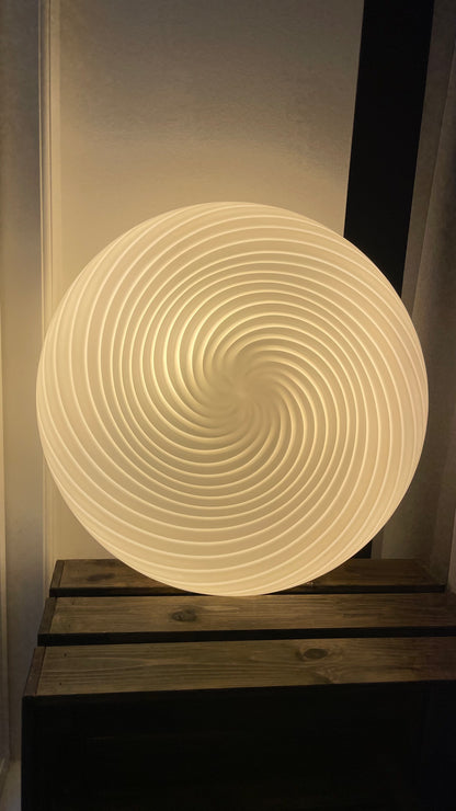 Vintage Murano ceiling lamp in white classic swirl, 47 cm