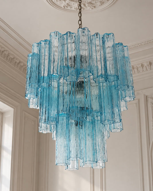 Murano chandelier | Tubes | 48 glass | Blue