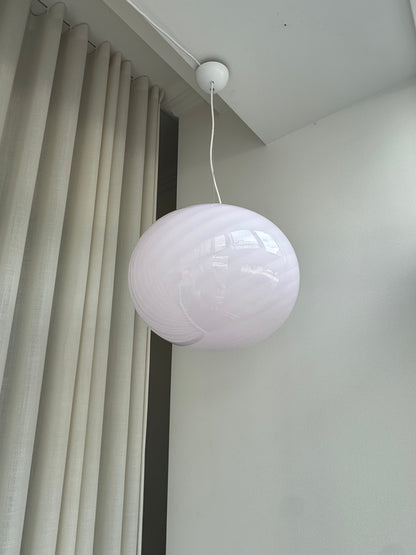 Oval pink candy Murano pendant lamp, 40 cm