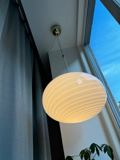 Classic white vintage Murano pendant lamp, 40 cm