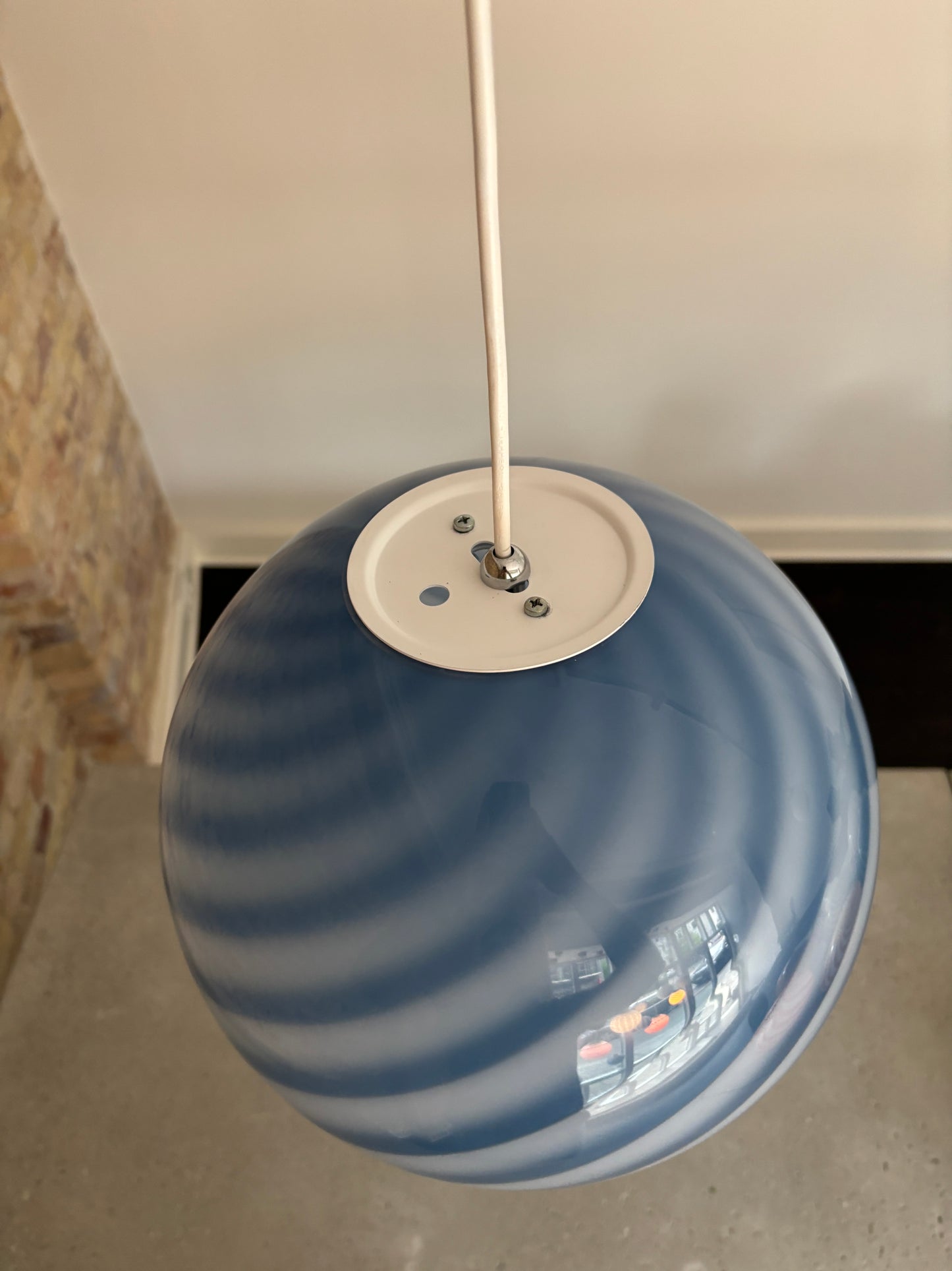 Murano pendant light with blue swirl, 30 cm