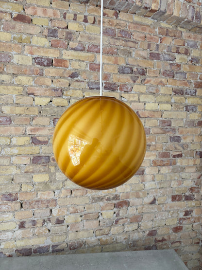 Murano pendant lamp with amber/dark yellow swirl, 30 cm