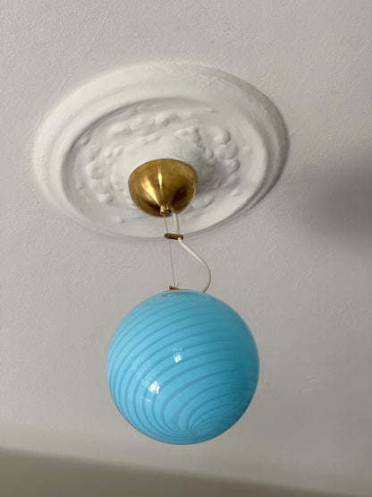 Murano pendant in blue swirl, 20 cm