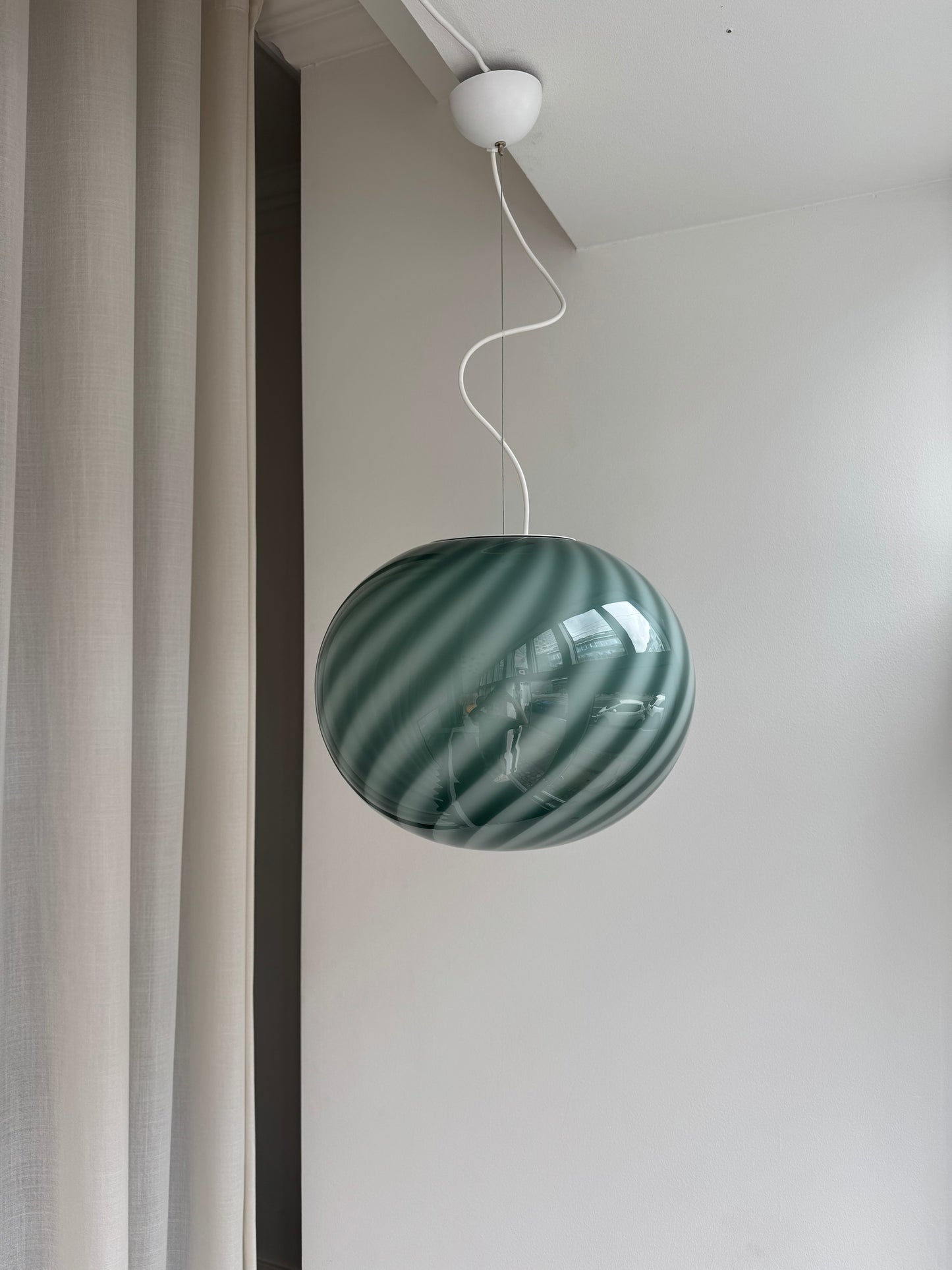 Mørkegrøn oval Murano pendel, 40 cm