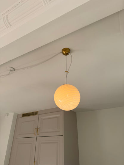 Cream-colored round Murano pendant, 20 cm