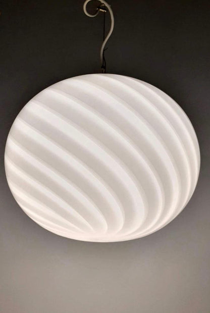 Vintage Murano pendant white swirl, 37 cm