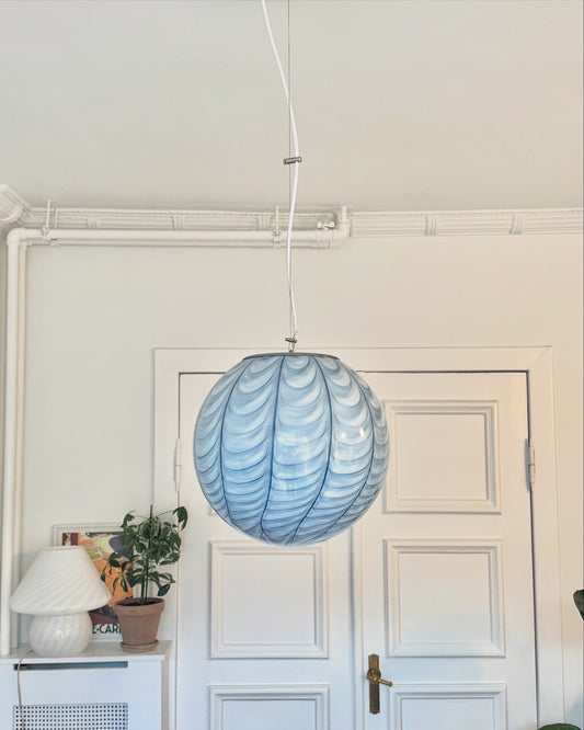 Blå Murano peacock pendel, 30 cm