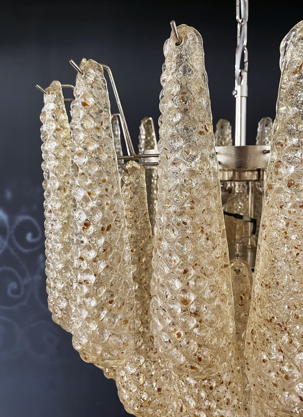 Murano lysekrone | Dråber | 52 glas | Rav/gul